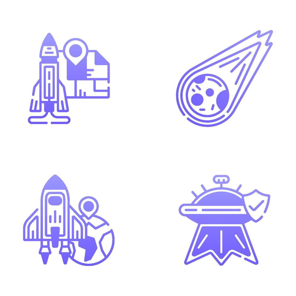 Space and Astronomy Gradient Icons vector