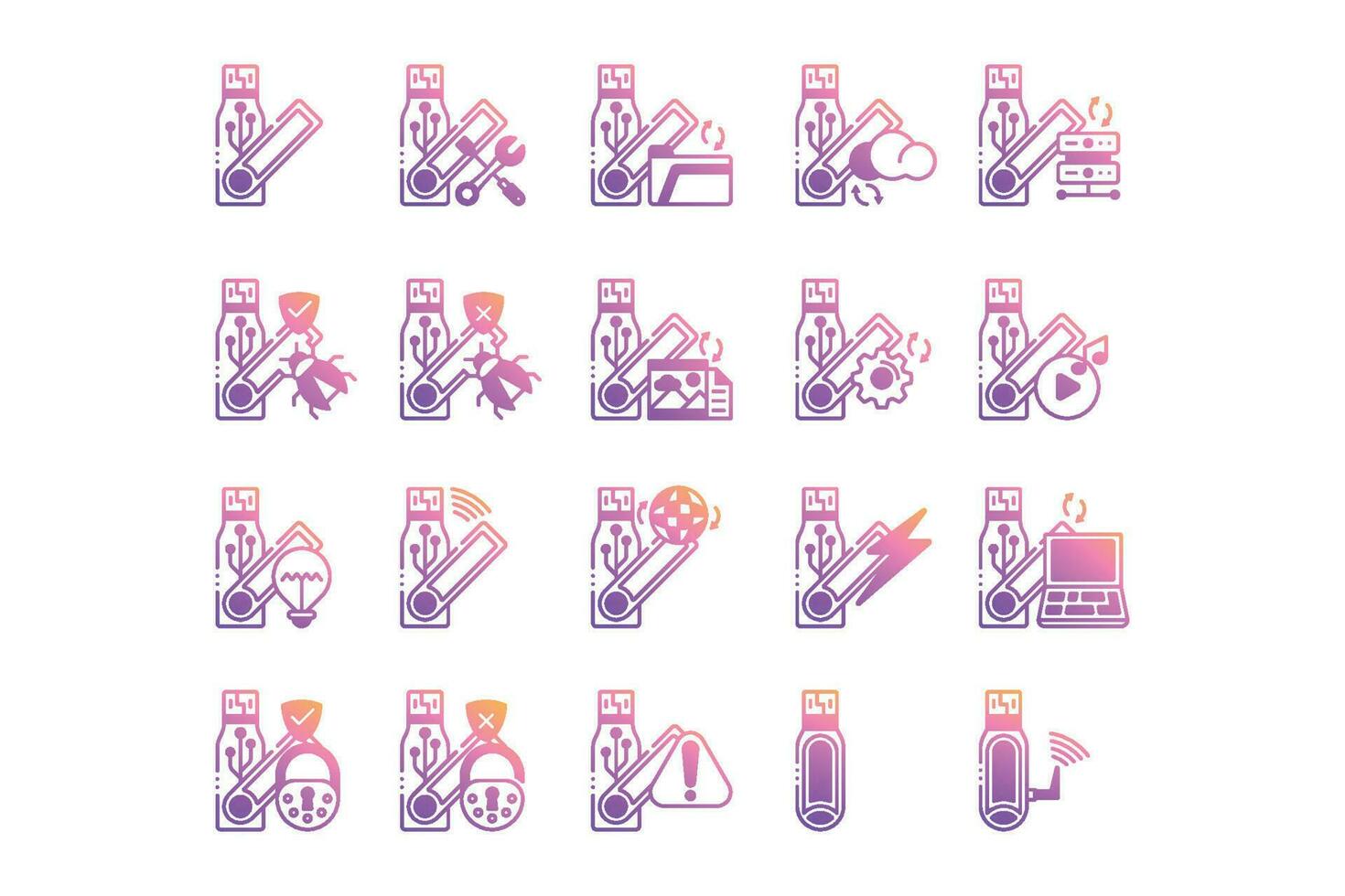 20 USB Flash Drive Icons vector