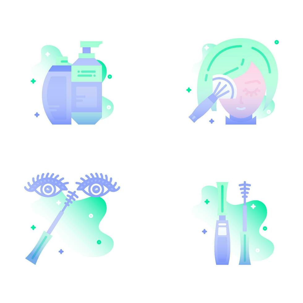 Flat Beauty and Cosmetics Illustration Icons vector