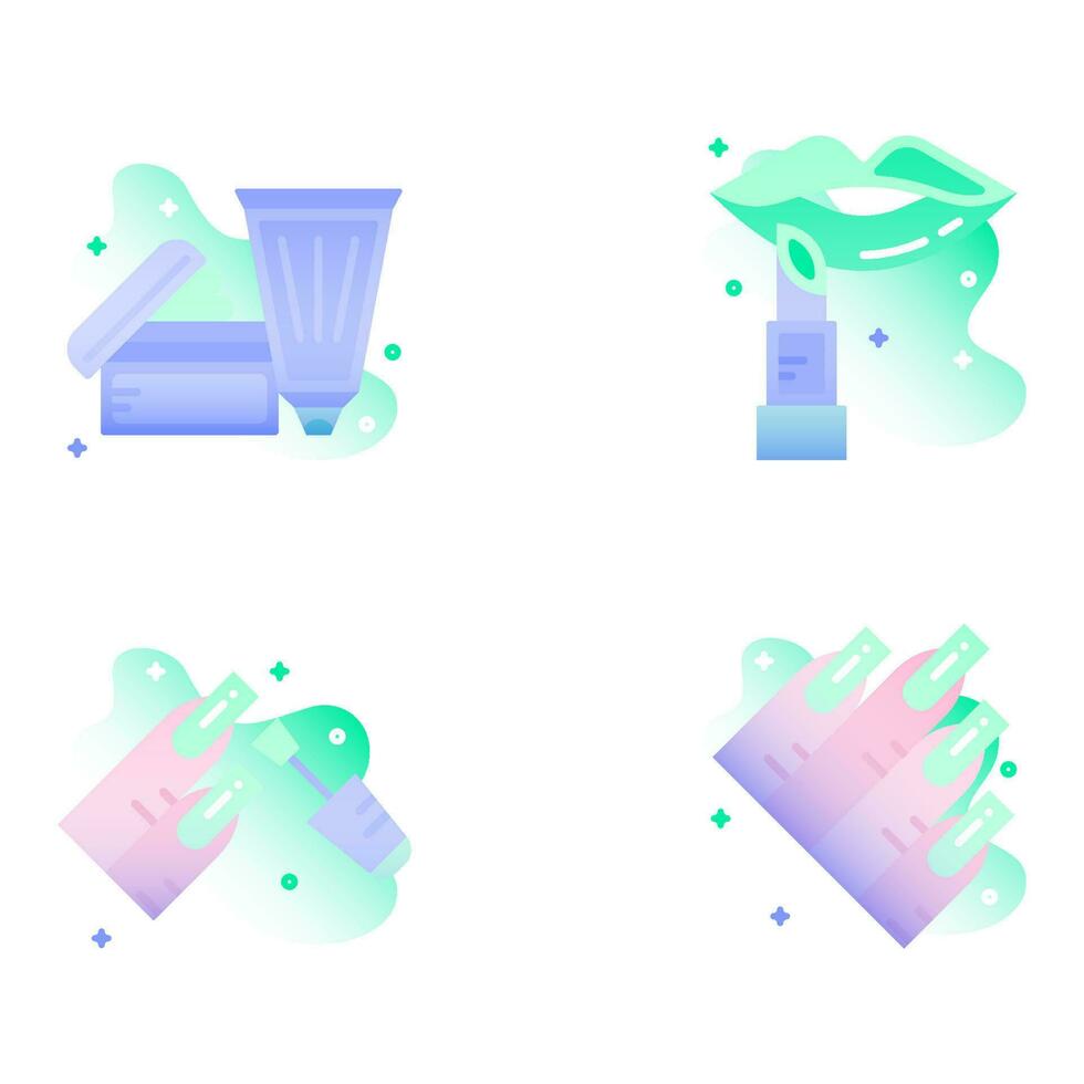 Flat Beauty and Cosmetics Illustration Icons vector