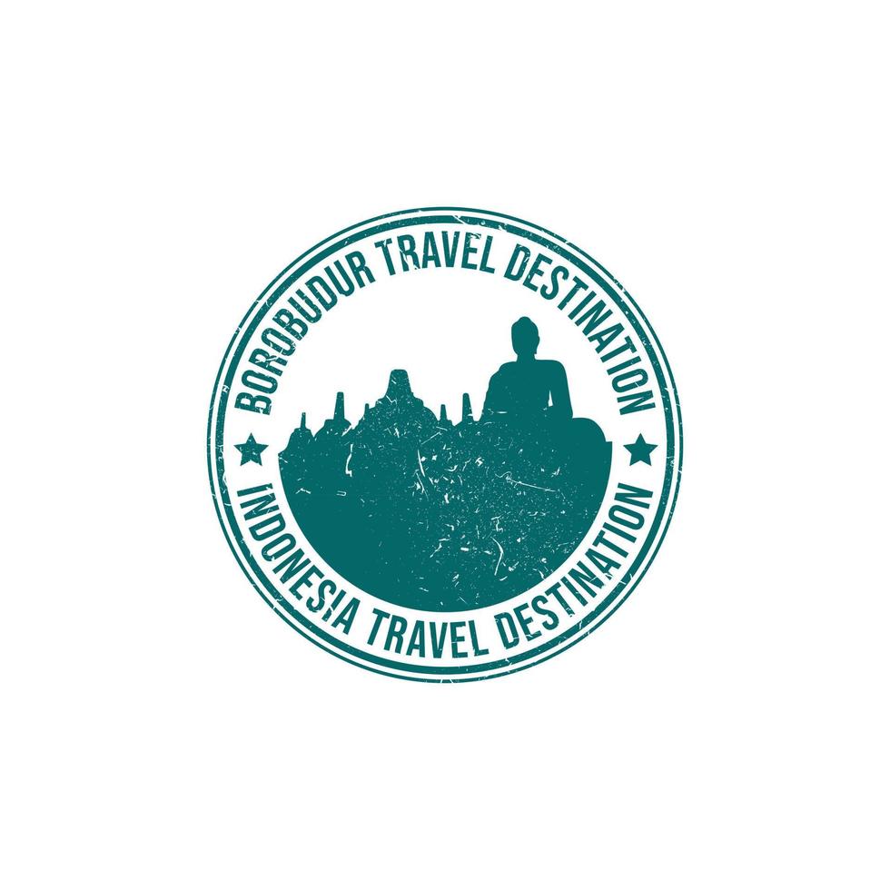 Borobudur travel destination written inside the stamp vector