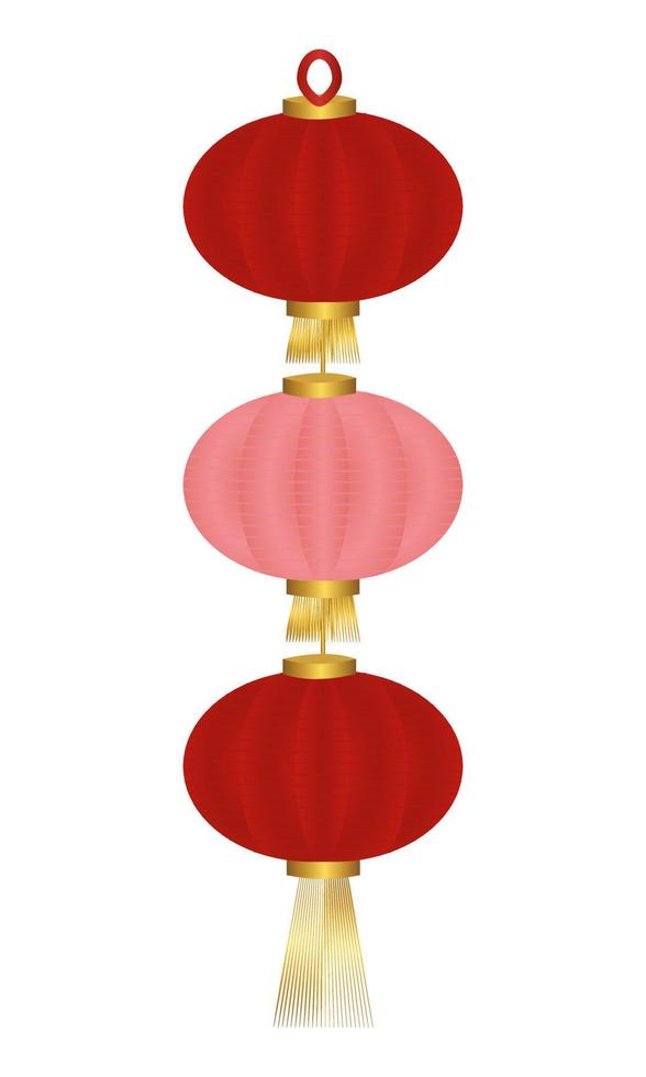 Chinese lanterns red and pink. Vector illustration.