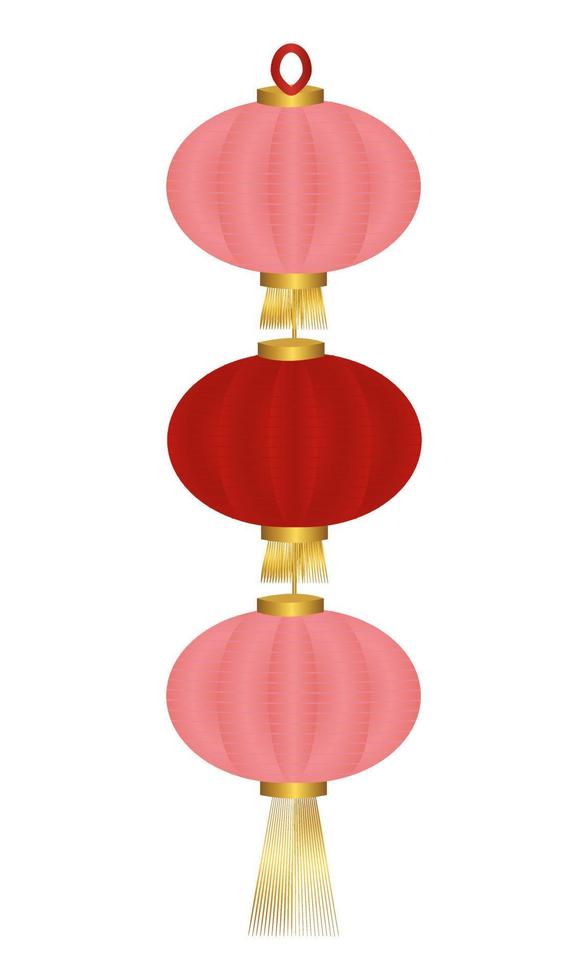 Chinese lanterns red and pink. Vector illustration.