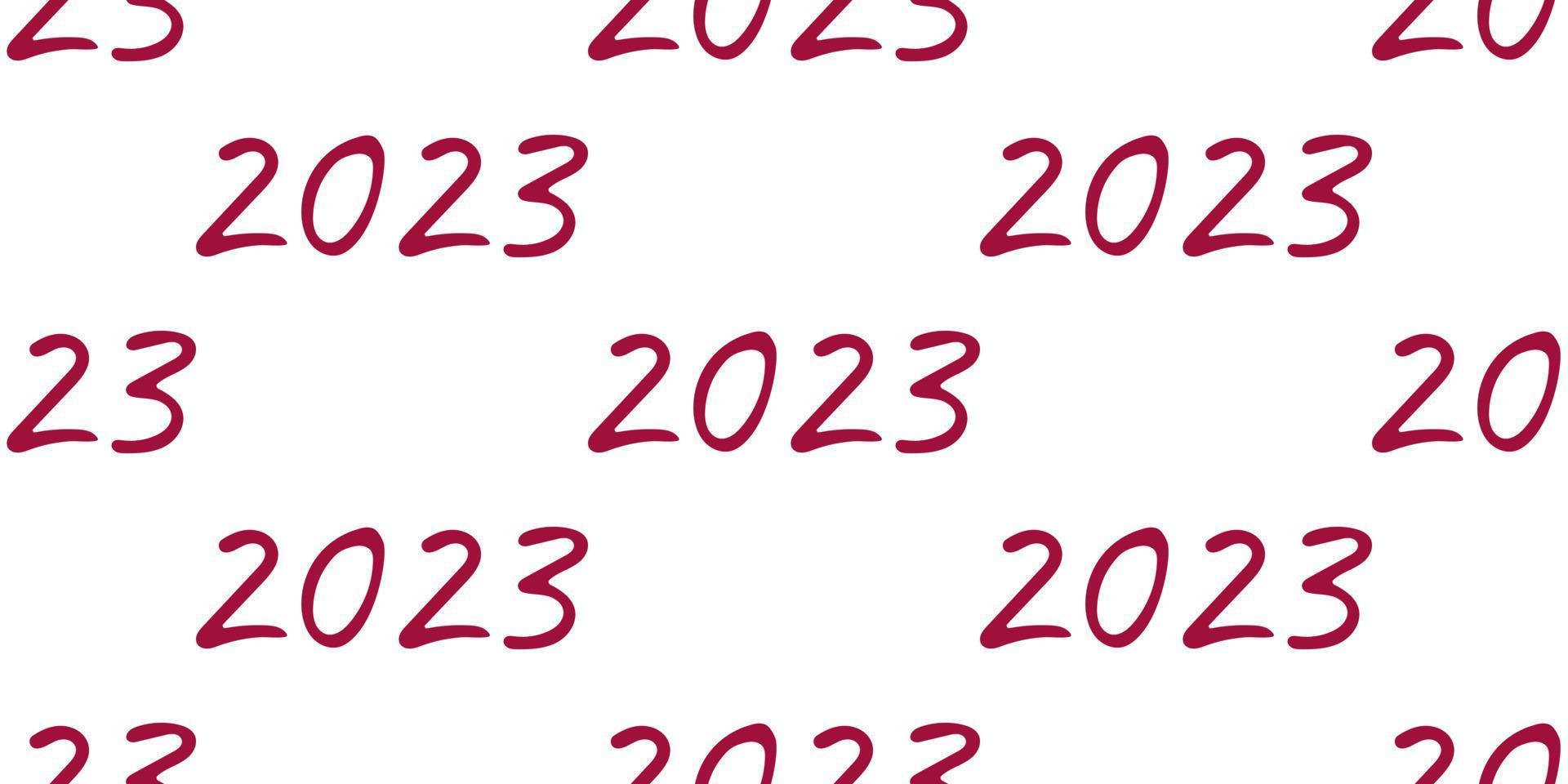 Seamless pattern Inscription 2023 coloring page. Doodle, lineart element. Vector Illustration.