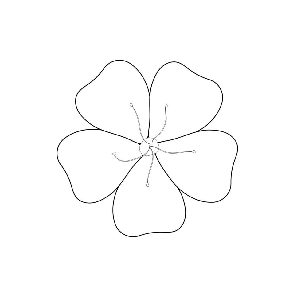 Flower, sakura coloring page. Doodle, lineart element. Vector Illustration.