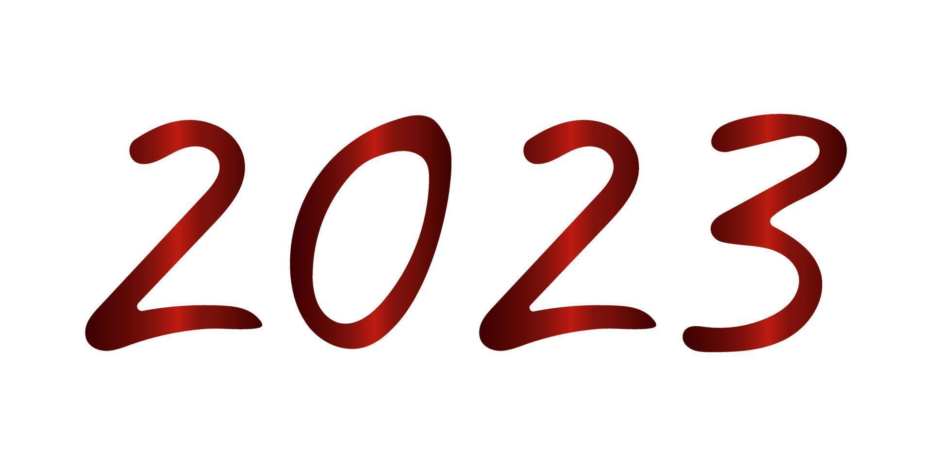 Lettering 2023. Red lineart element. Vector Illustration.