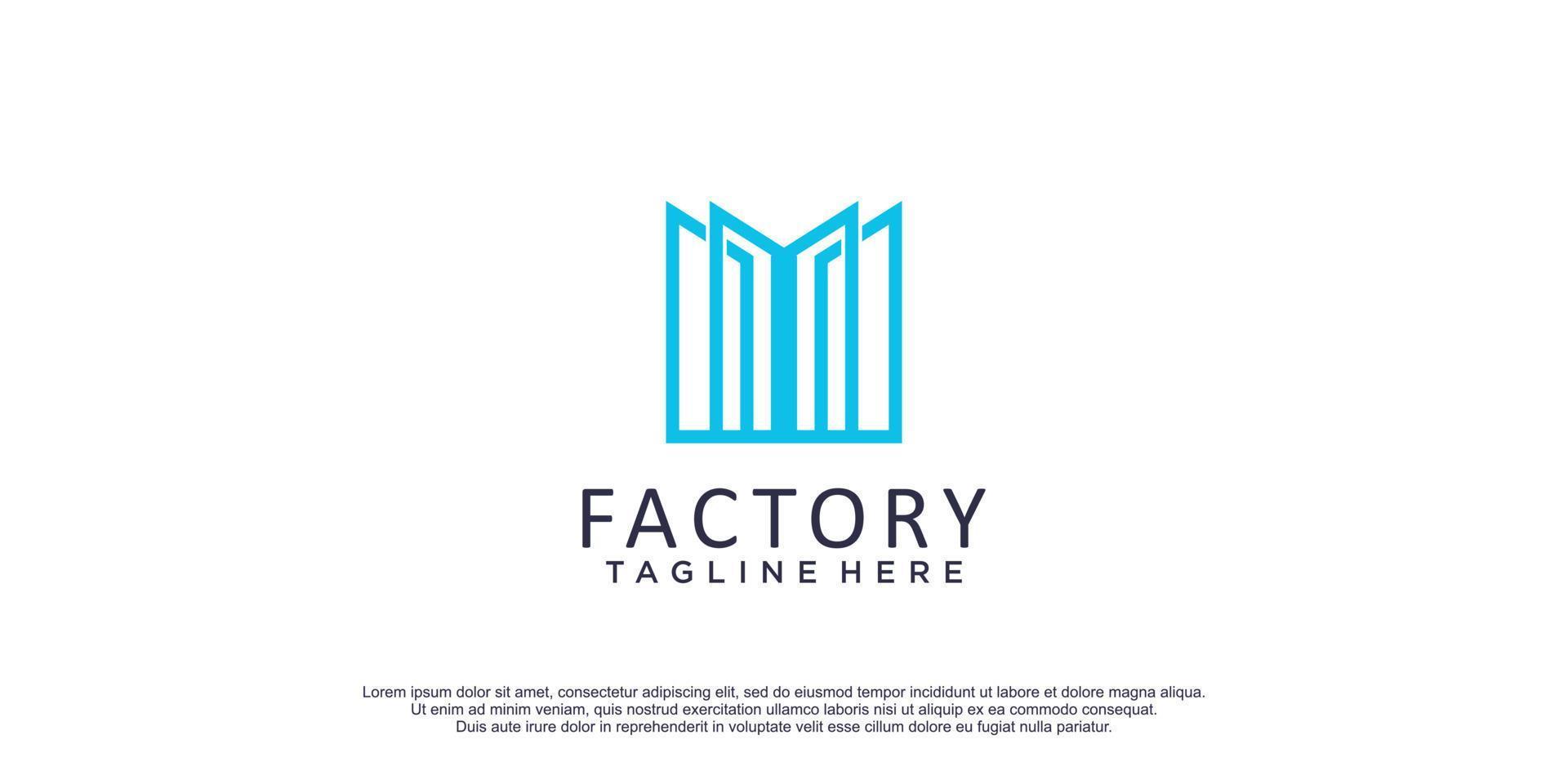 Factory logo with lineart concept premium vector