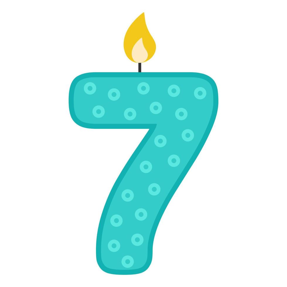 Candle number seven. Vector illustration