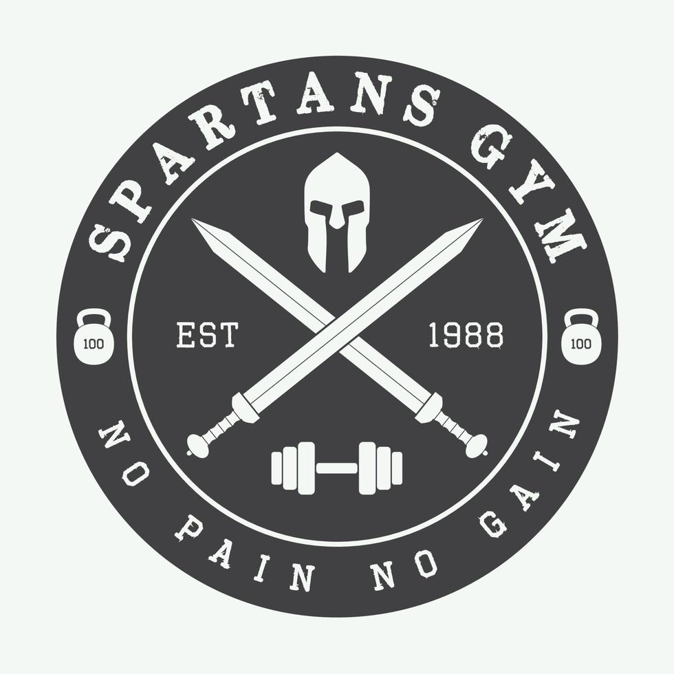 Gym logo in vintage style. Vector illustration.