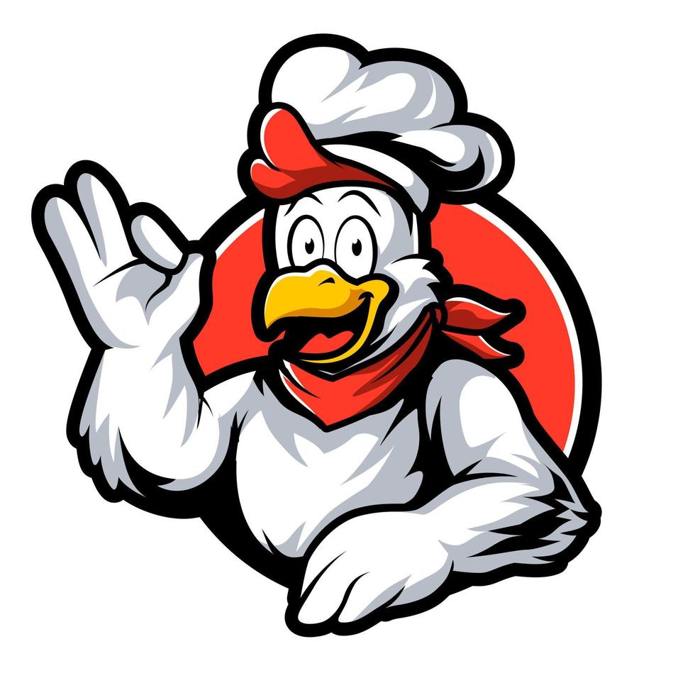 vector del logotipo de la mascota de pollo. ilustración vectorial de pollo. diseño de logotipo de mascota de vector de granja orgánica