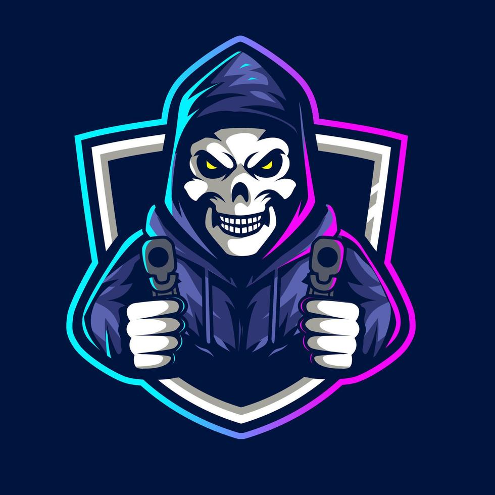 Skull gunners esport mascot logo vector