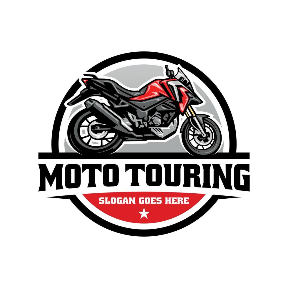 touring and adventure motorcycle logo vector