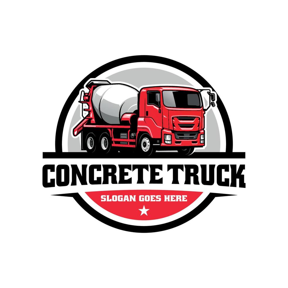 concrete mixer truck, construction vehicle illustration logo vector