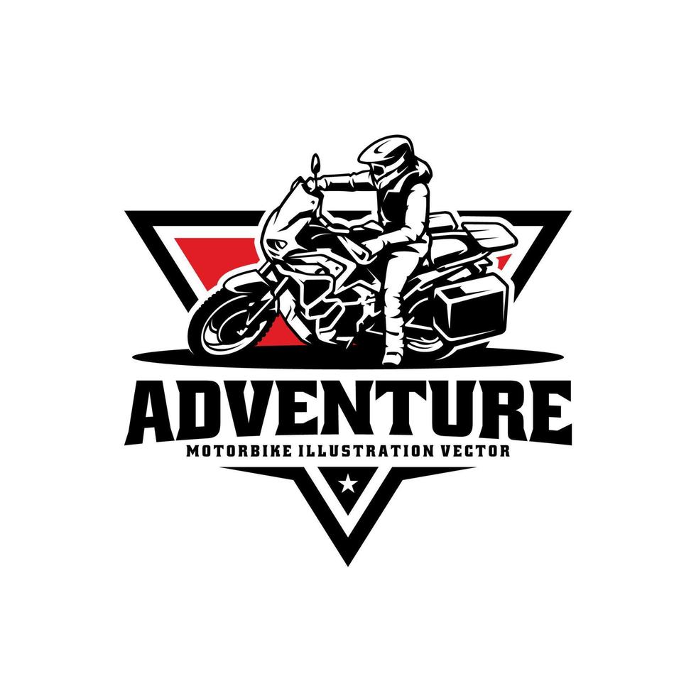 silueta biker equitación aventura moto ilustración logo vector