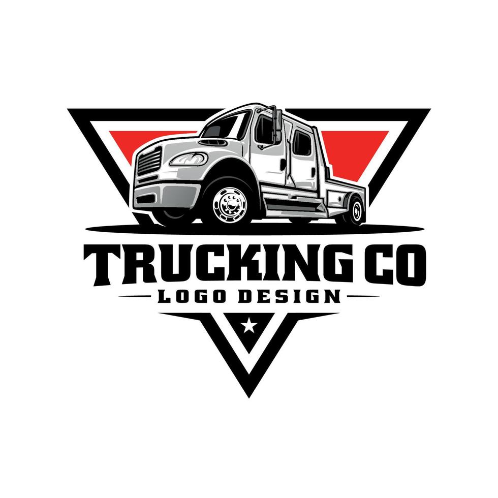 servicio de remolque, vector de logotipo de ilustración de camión de cama plana