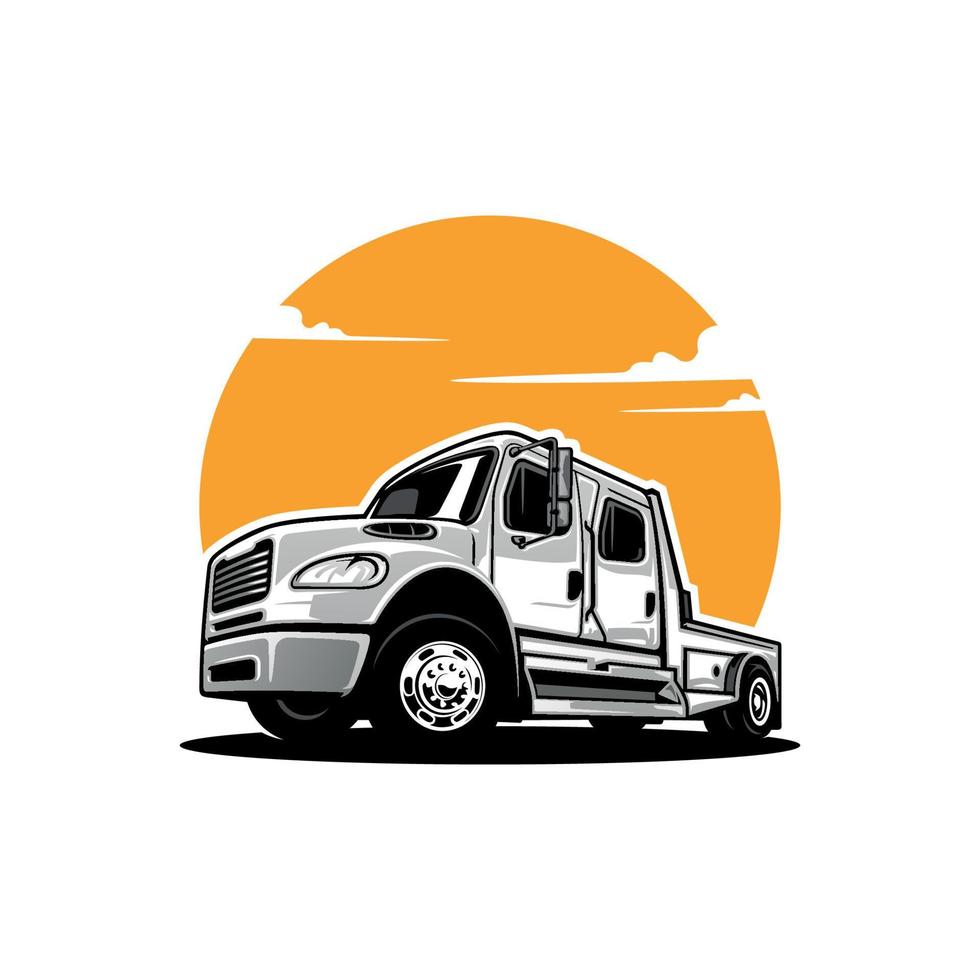 towing service, flat bed truck illustration vector