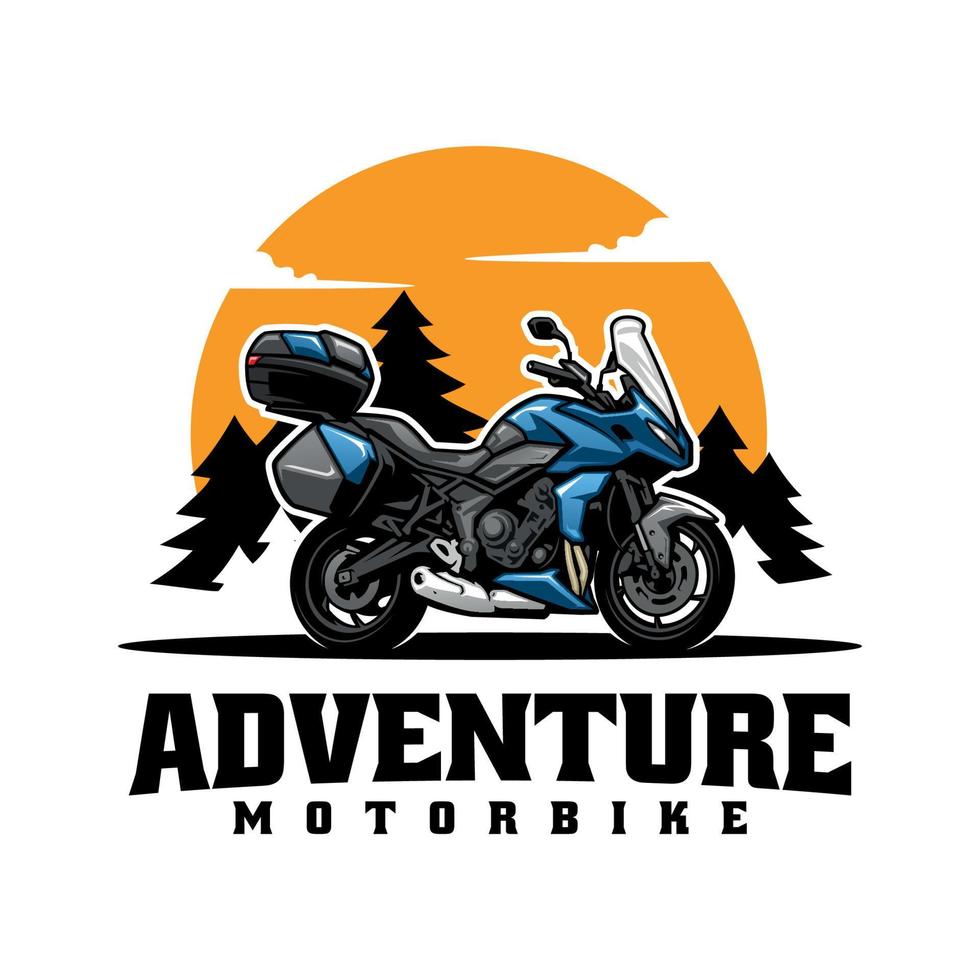 vector de logotipo de motocicleta de turismo y aventura