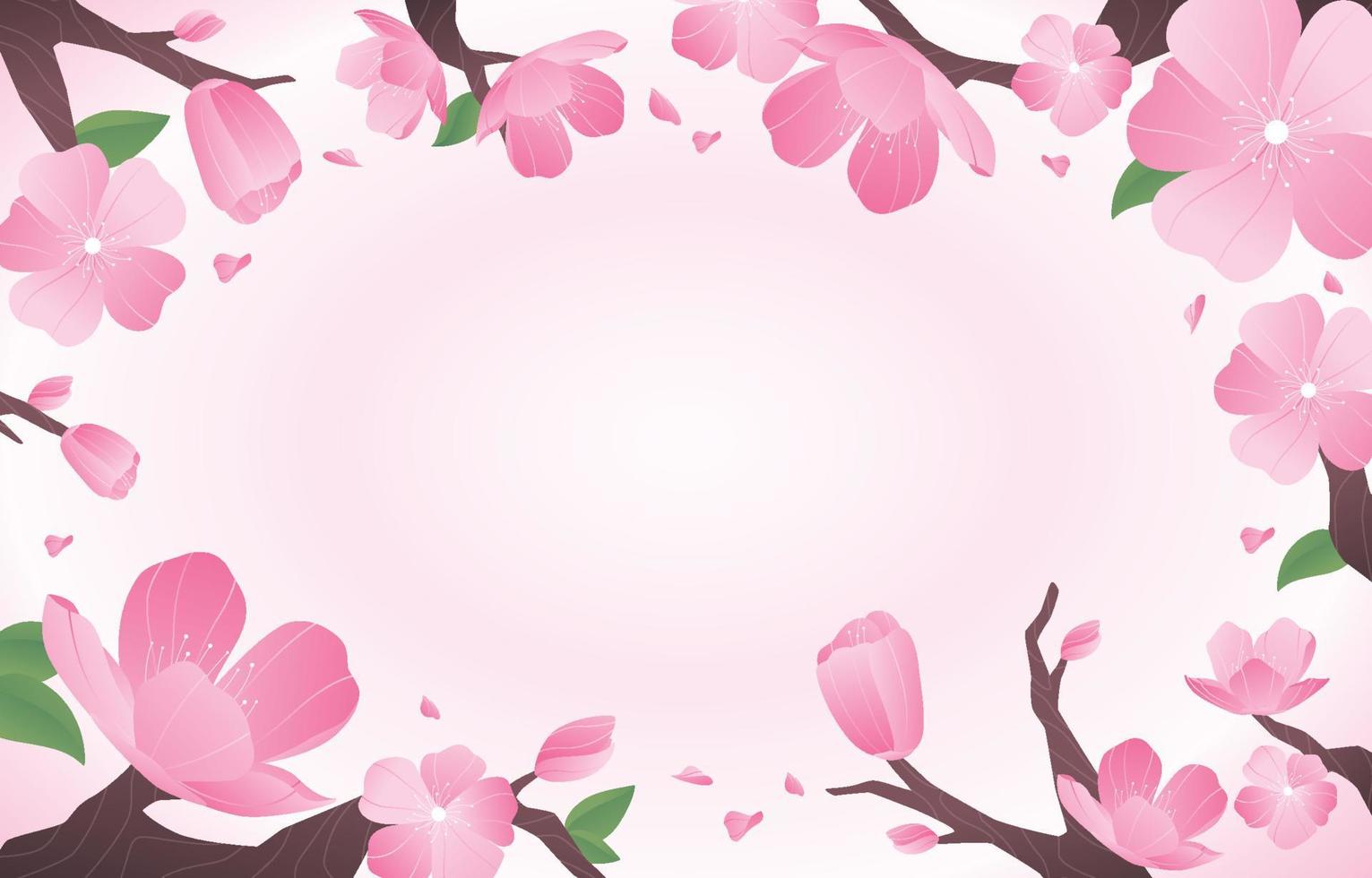 Beautiful Peach Blossom Wreath Background vector