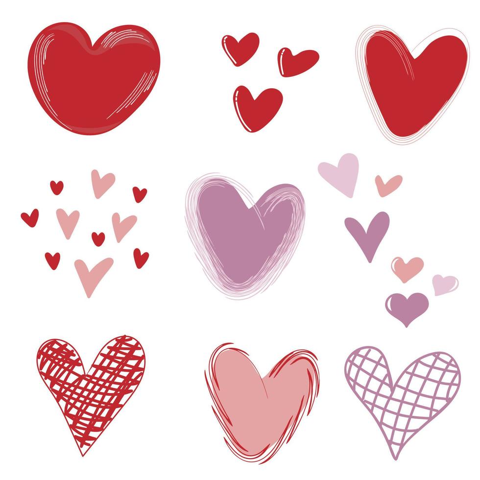 Set of doodle Hearts vector