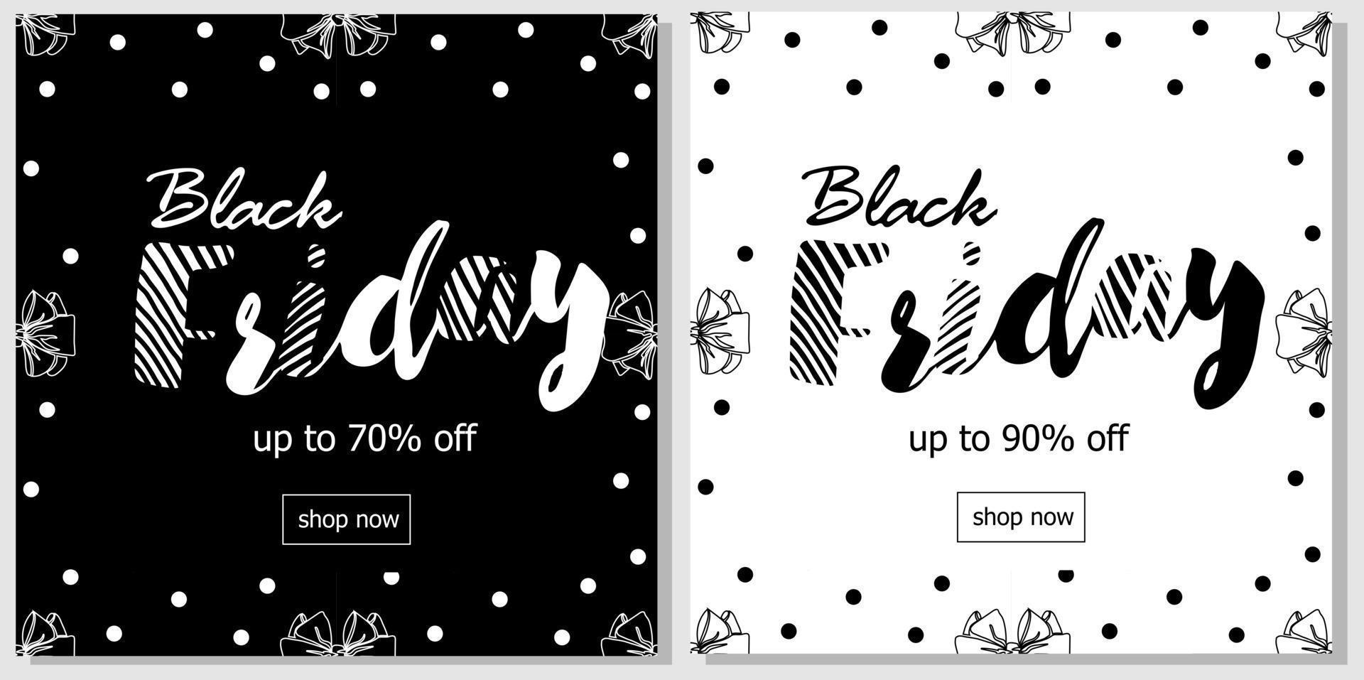 Set of Black Friday sale banners. Template for promotion, advertising, web, social and fashion ads vector