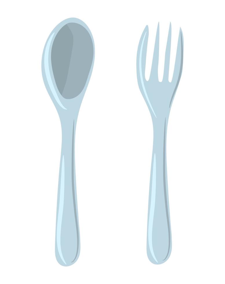 Handdrawn Single Use Plastic spoon and fork 16119737 Vector Art at