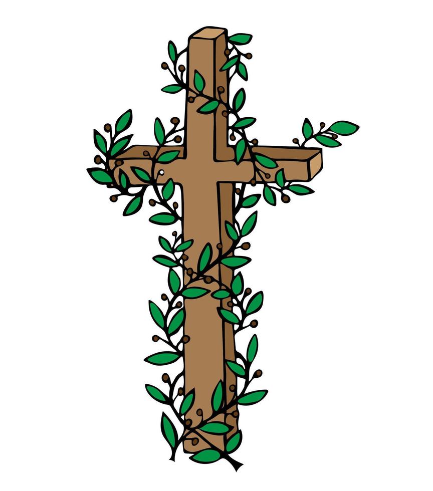 Crucifix with laurel branch vector