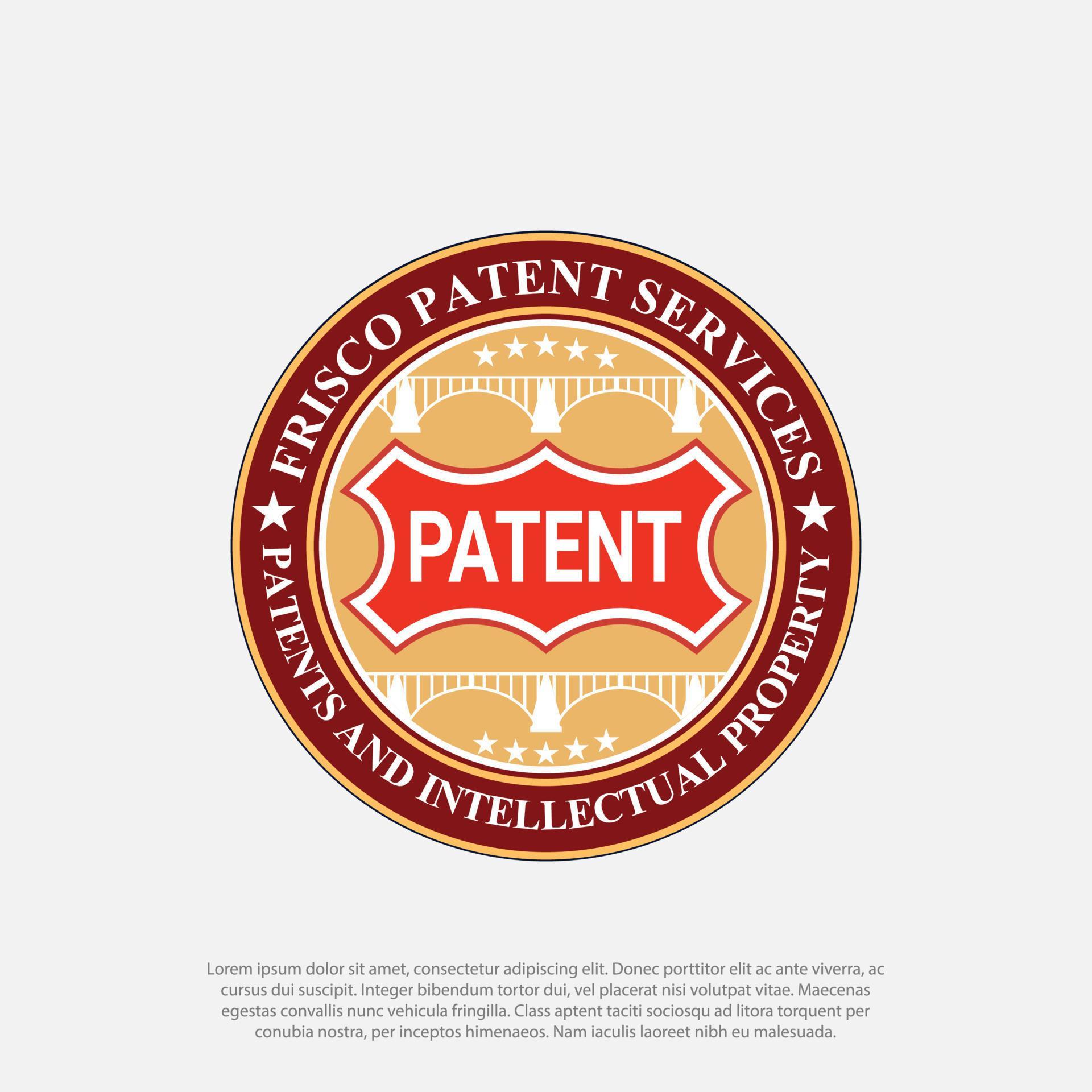 Patented badge concept. Patented property patent Vector logo design