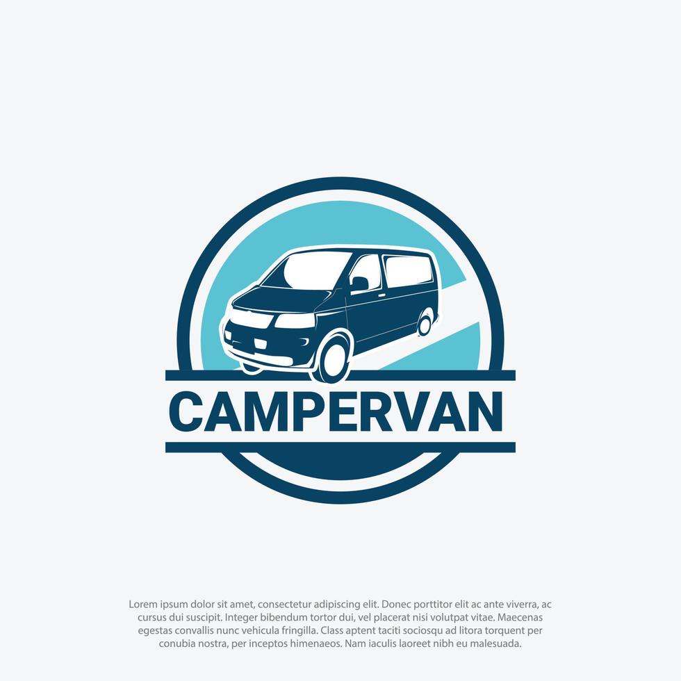 campervan rv caravana autocaravana logotipo preparado. logotipo perfecto para viajes en autocaravana rv o negocios relacionados con el alquiler, vector de diseño de logotipo