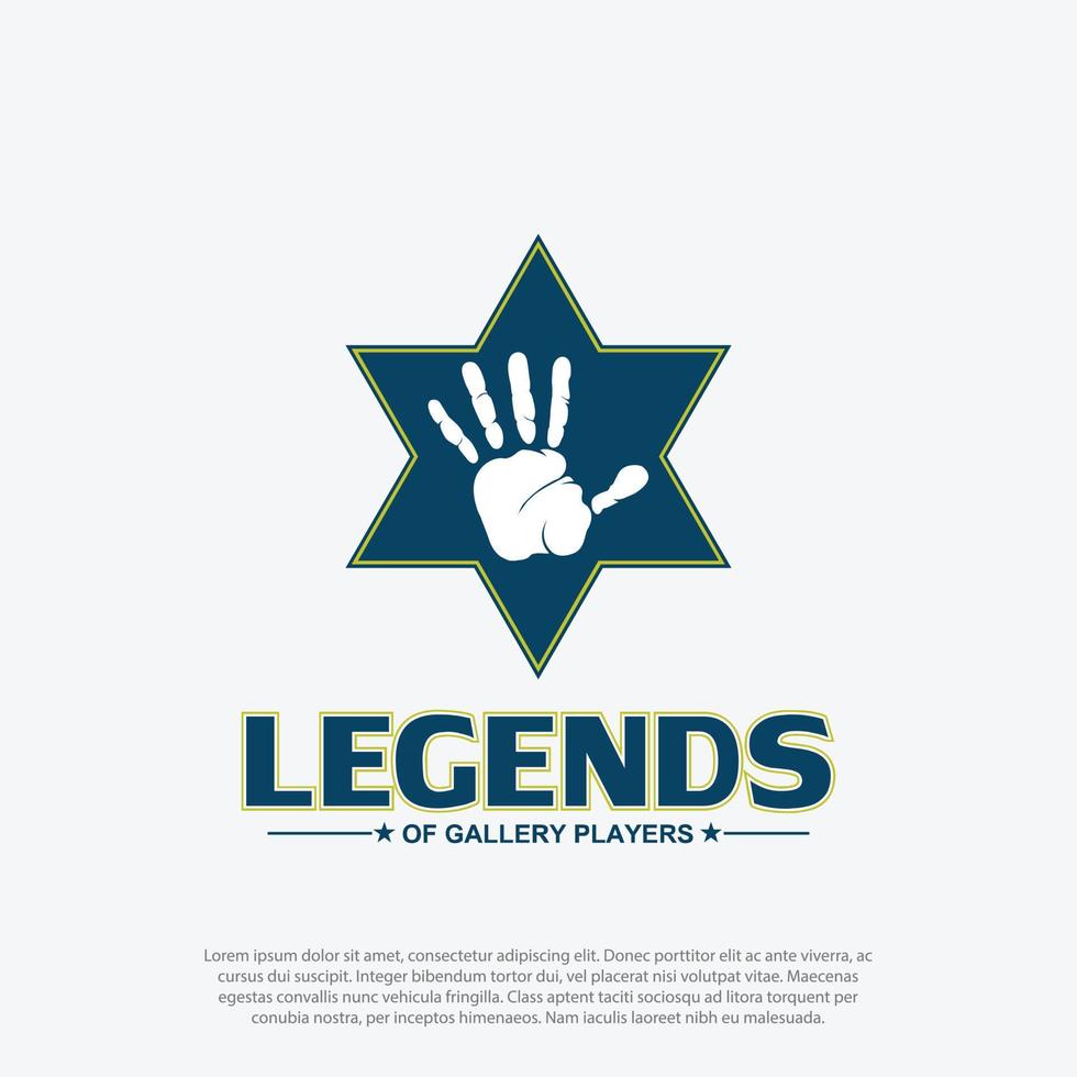 walk of fame hand sign of superstar or legend in star shape logo design vector