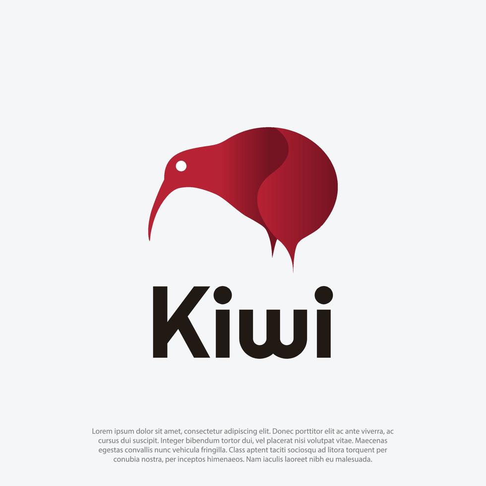 kiwi bird logo design vector, red kiwi bird vector