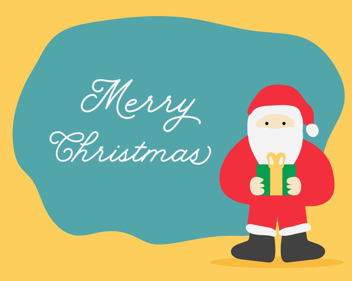 Merry Christmas concept. Cute Santa in red dress. Cartoon vector style for your design.