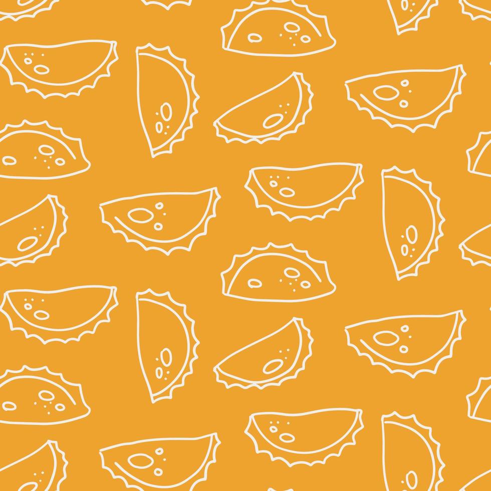 Empanada seamless doodle pattern, linear simple hand drawn vector illustration