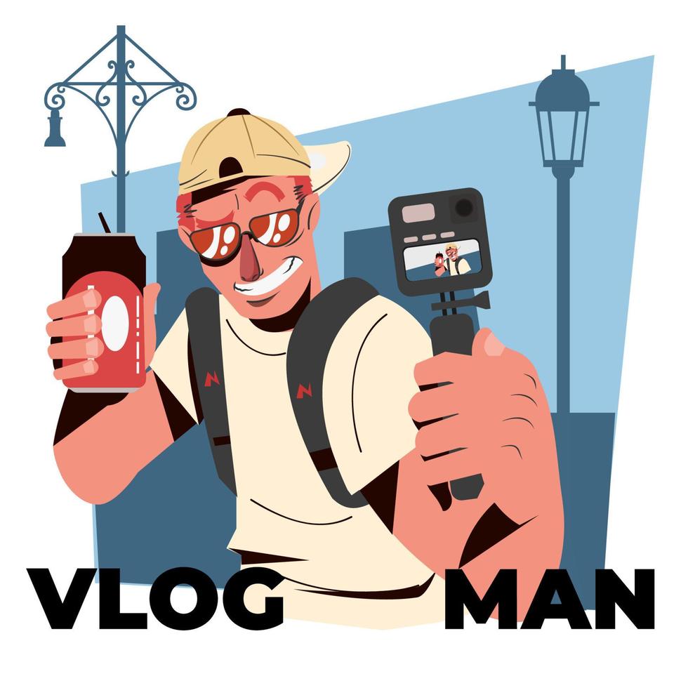 ilustración de hombre vlog vector