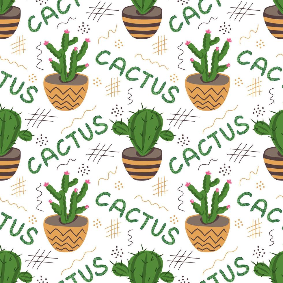 Succulent and cactus seamless pattern vector