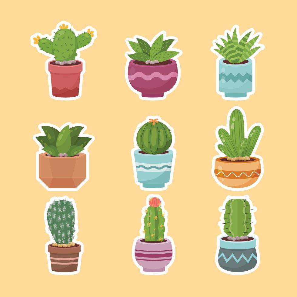 Succulents Sticker Collection vector