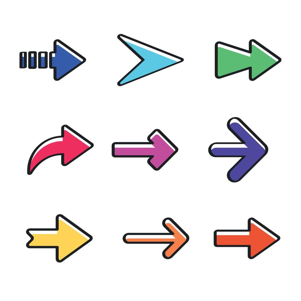 Set of Coloured Arrows vector