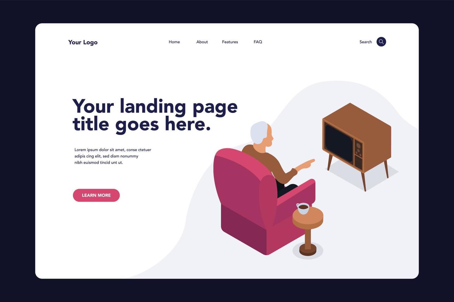 Retro TV Landing Page vector