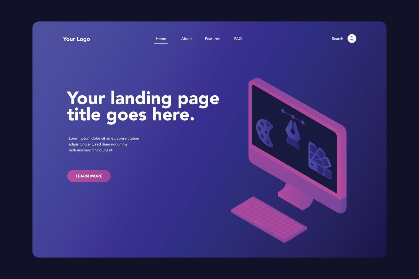 Graphic Design Landing Page vector