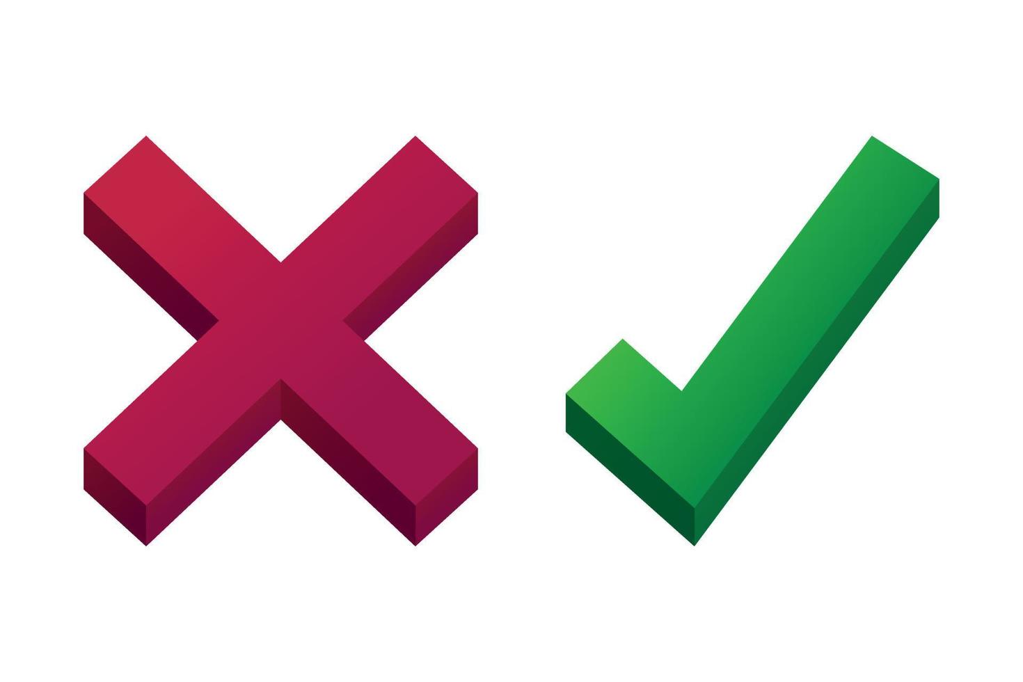 Check Mark And Cross Gradient 3D vector