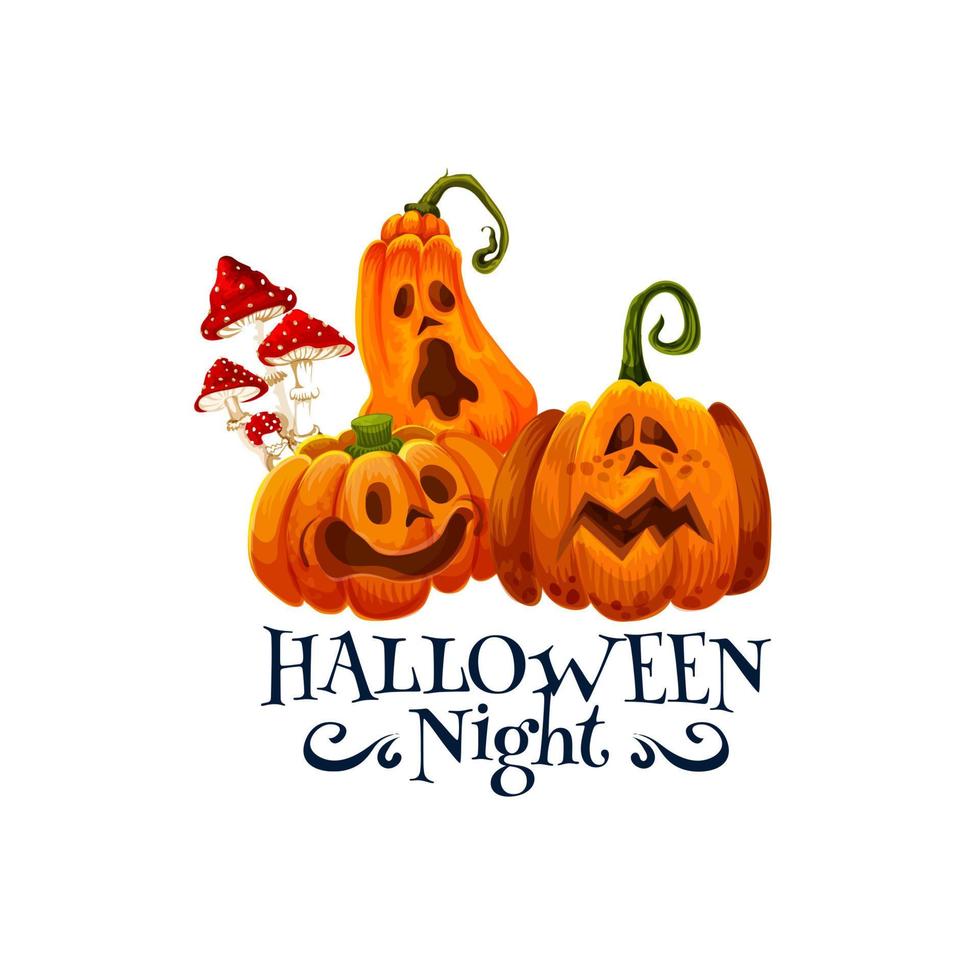 Halloween night party card with pumpkin lantern vector