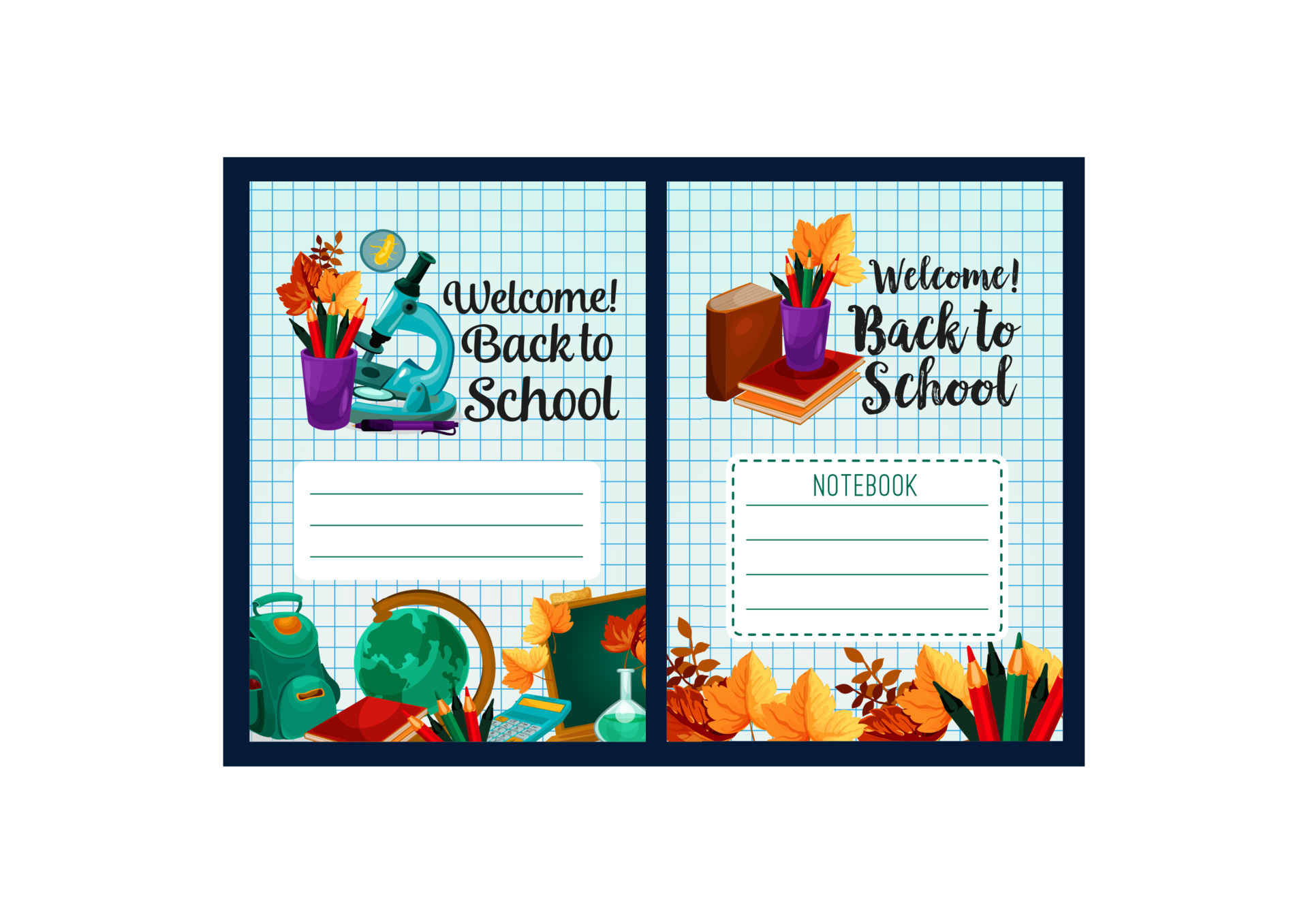 Back to School vector notebook cover design 16120112 Vector Art at Vecteezy