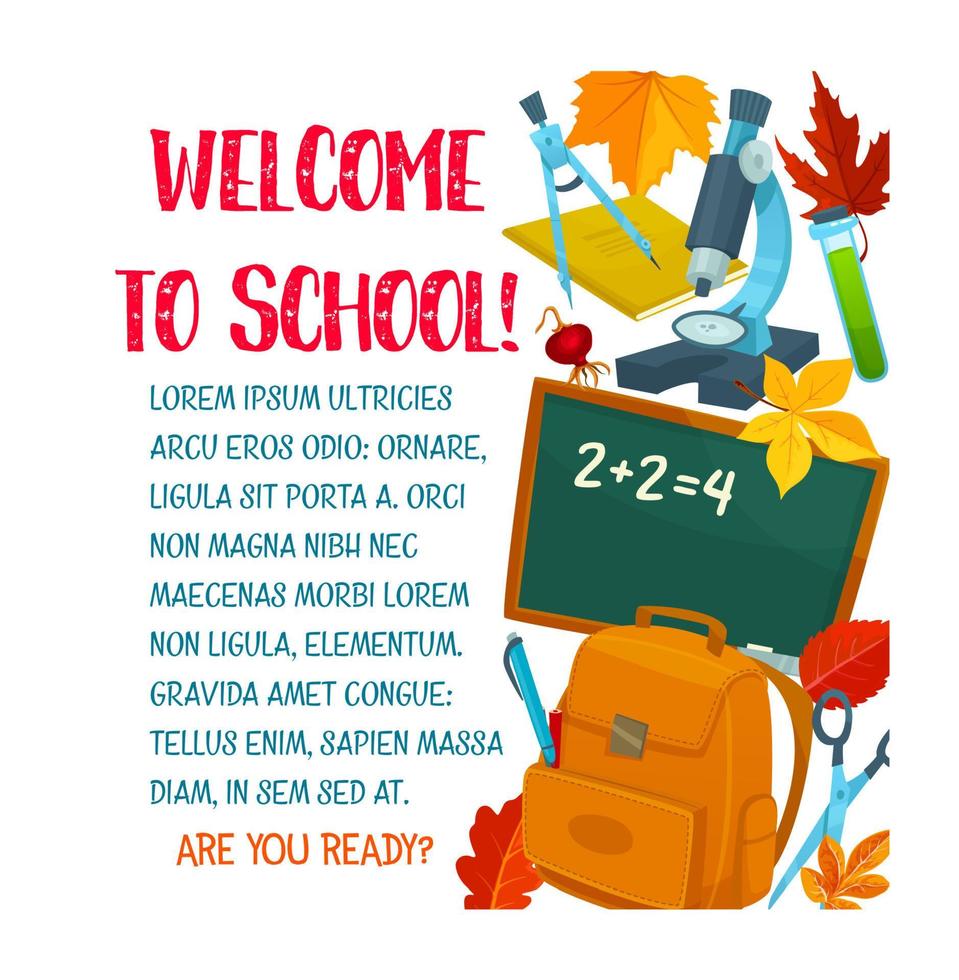 cartel de educación de otoño de vector de regreso a la escuela