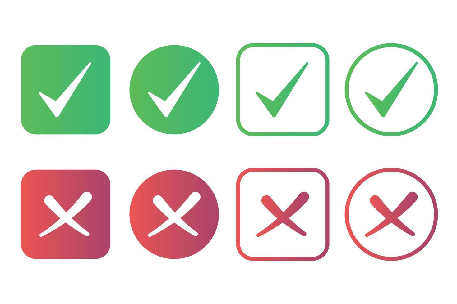 Different Types Of Check Marks And Crosses vector