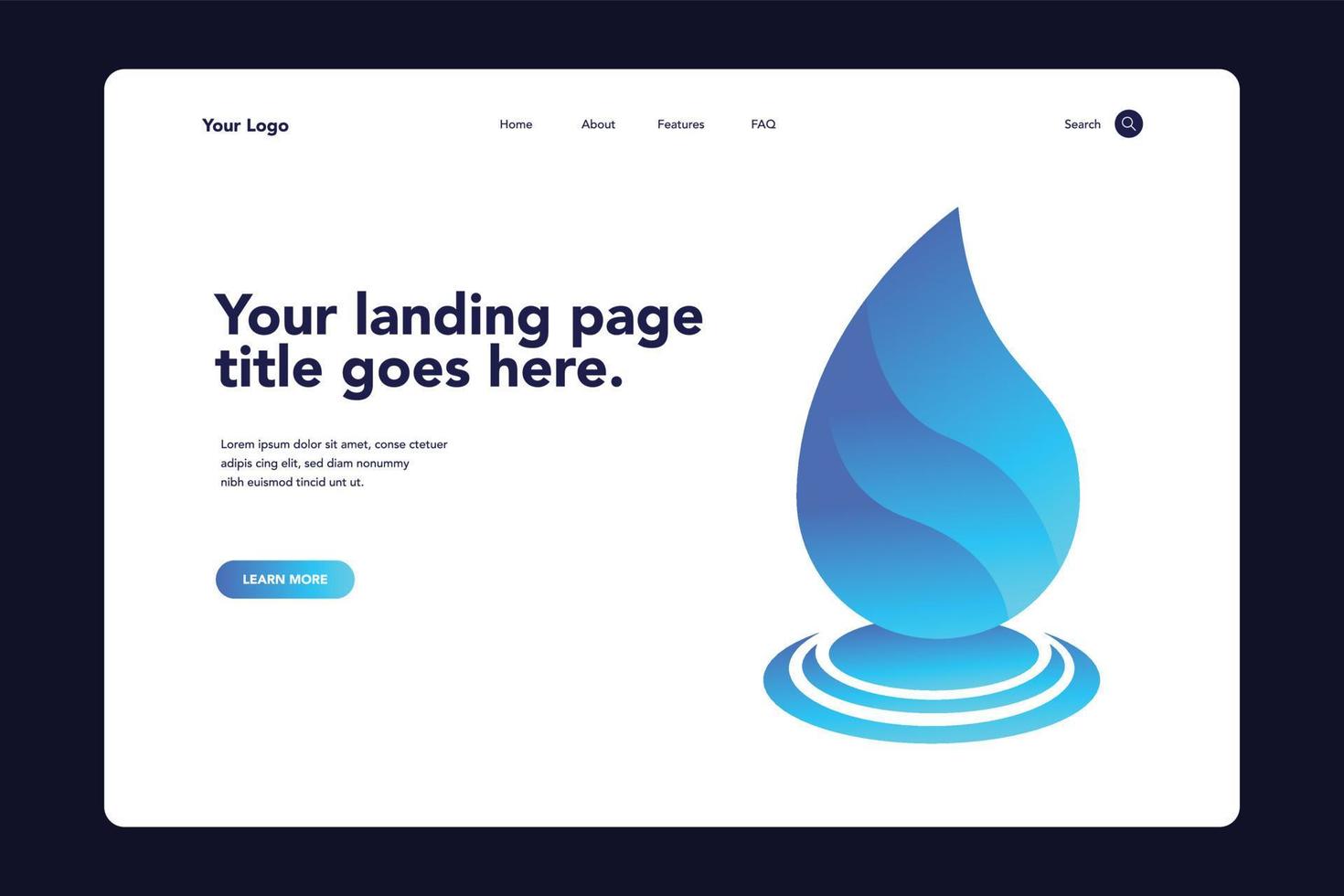 Water Droplet Landing Page vector