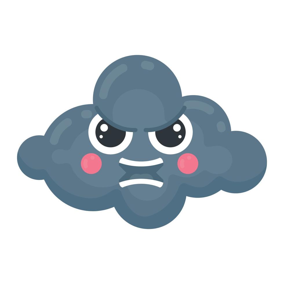 Angry Cloud Emoji vector