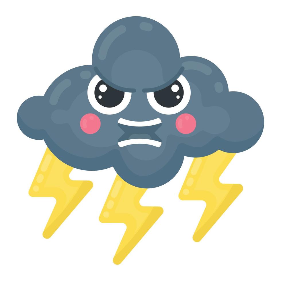 Angry Face Lightning Cloud vector