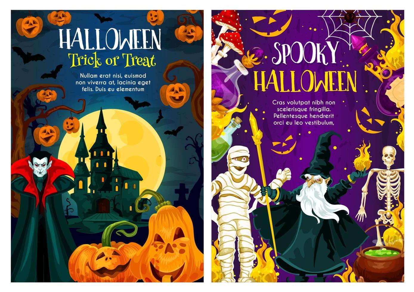 Halloween trick or treat night celebration banner vector