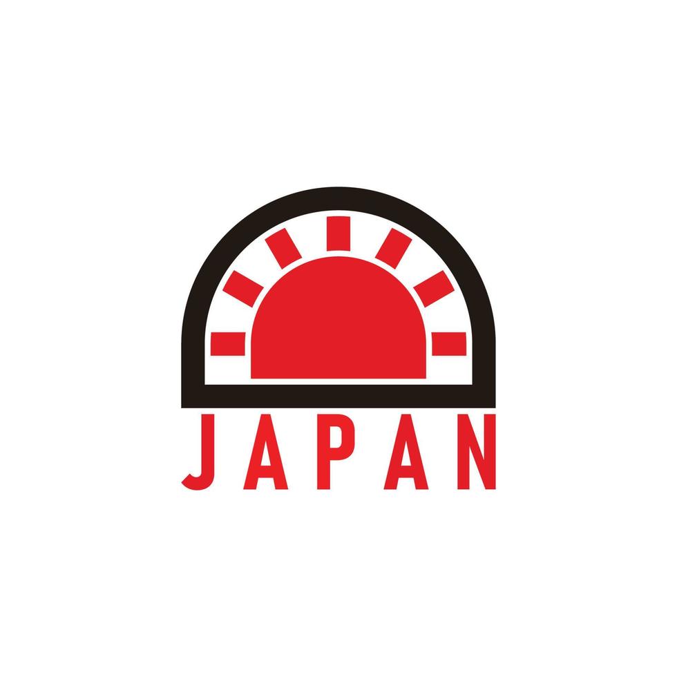 sun rays japan red symbol geometric design logo vector