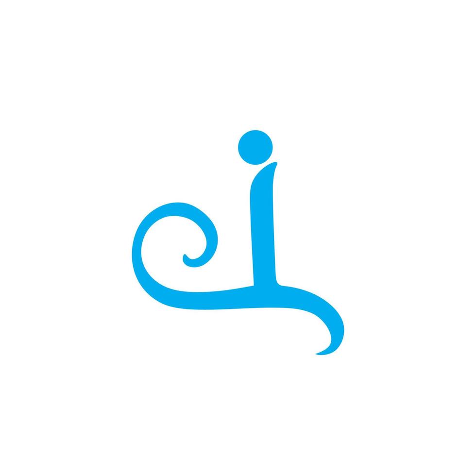letter j blue wavy shape logo vector
