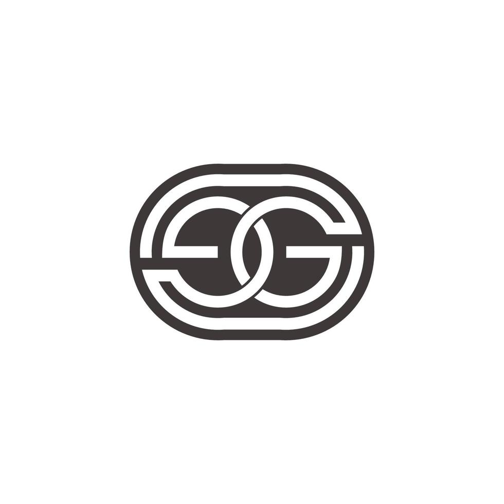 letter eg linked negative space design symbol vector
